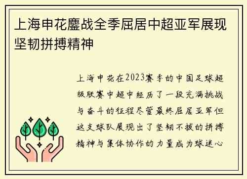 上海申花鏖战全季屈居中超亚军展现坚韧拼搏精神 上海申花鏖战全季屈居中超亚军展现坚韧拼搏精神